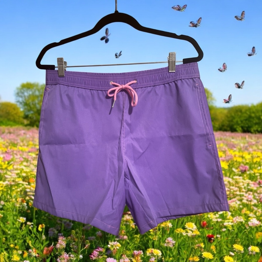 Purple‎ Women's swim Shorts with Pink Drawstring